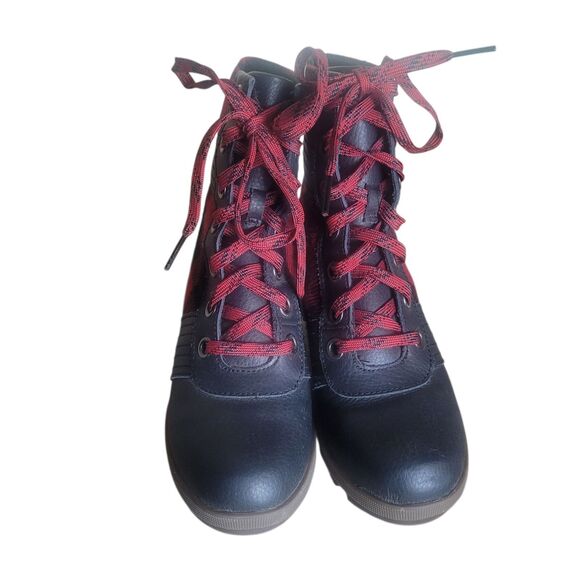 Sorel Lexie Wedge Boots Girls Size 4 Buffalo Plaid Red Black Outdoor Holiday - Picture 3 of 10